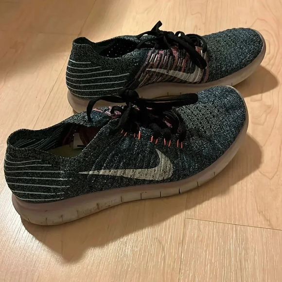 Nike Shoes - Nike Free RN Flyknit Running Shoes Sneakers Blue Women’s 8.5